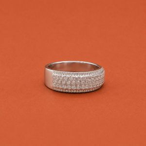 S925 <b>Silver</b> Rhodium Plated Multi Row Moissanite Diamond Classic <b>Mens</b> Luxury Wedding Band <b>Ring</b> - Product Image 2