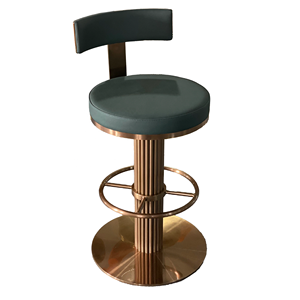 Taburete de Bar Moderno de Cuero PU Verde con Respaldo, Silla Giratoria de Acero Inoxidable Dorado para Comedor, Restaurante, Hotel, Bar - Product Image 1