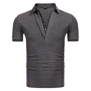 Patrón sólido de alta calidad para hombres, botón de camisa Polo, diseño personalizado, bordado, manga corta, estilo de Golf inteligente informal - Product Image 1