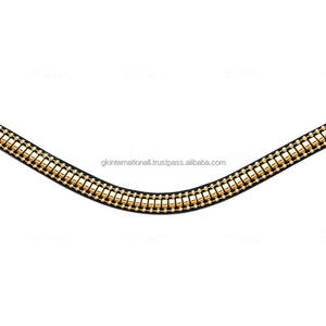 Customized Horse Riding Equestrian Genuine Leather Horse brow <b>band</b> with decorative brass Clincher chain and <b>snap</b> button loop end - Product Image 6