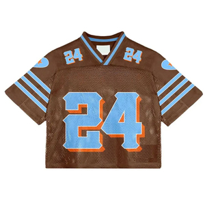 Maillot de football américain en maille pastel Sports World, col en V, manches courtes, vêtements de sport, numéro personnalisé, unisexe, été, polyester/coton - Product Image 5