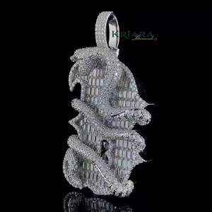 Colgante de Esqueleto con Moissanita, Chapado en Oro de 18K, Plata 925, Amuleto de Lujo Estilo Hip Hop para Uso Unisex en Fiestas - Product Image 2