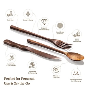 Wooden <b>Cutlery</b> <b>Set</b> Eco Friendly Flatware <b>Set</b> Perfect for Home Kitchen Dining Table Picnic And <b>Travel</b> Sustainable Utensil - Product Image 5
