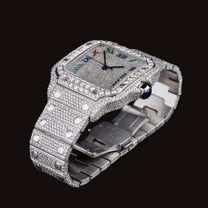 Mens Luxury Stainless Steel <b>Watch</b> with Lab Grown VVS Clarity Baguette Diamond Fully <b>Iced</b> <b>Out</b> for Daily Use Upscale Parties - Product Image 1