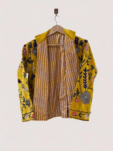 Veste bomber réversible en velours et coton, broderie indienne Suzani vintage, automne/hiver, pour femme, motif floral matelassé, prix d'usine 100% - Product Image 6
