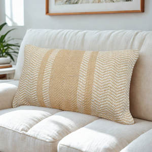 Funda de Cojín Tejida con Patrón de Espiga y Rayas, Funda Decorativa de Lujo para Cojín Lumbar para Sofá y Sala de Estar - Product Image 1
