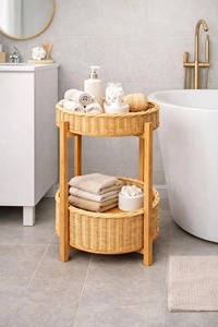 Estante de Almacenamiento de Ratán, Objeto Decorativo Ideal para Baño, Cocina, Dormitorio y Organización del Hogar con Estilo Natural Decorativo - Product Image 1