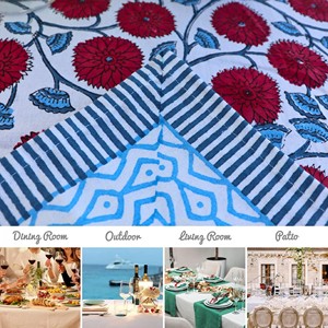 Customized Block Print Picnic <b>Table</b> Cloth Wholesale 100% Cotton Tablecloth for <b>Party</b> Morden Rectangular <b>Table</b> Cover - Product Image 5