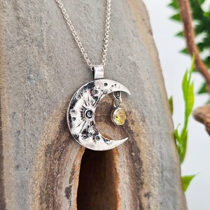 Handmade Gold Crescent Moon Pendant 925 Sterling Silver Bezel Setting Vintage Engagement Indian Crafted Unique Jewelry Gift Bulk - Product Image 1