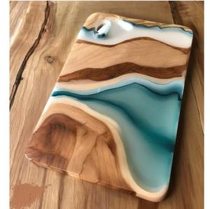 Planche à découper pour légumes et fruits, design luxueux, rectangulaire, pour cuisine, en bois fini avec résine. - Product Image 2