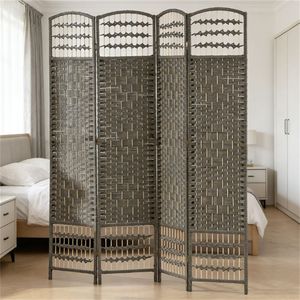 Paravento Divisorio a 4 Pannelli Grigio Scuro per Camera da Letto e Separatori per Ambienti - Product Image 1