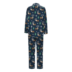 Ensemble de pyjama pour homme à manches longues avec imprimé renne de Noël, écologique, 100% soie de mûrier, vêtements de nuit d'hiver, tricoté, doux et confortable - Product Image 2