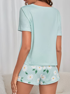 ชุดนอนสตรีพิมพ์ลายดอกไม้ สไตล์ลำลองสำหรับฤดูร้อน ทรงปกติ ใช้งานได้หลากหลาย มีกระเป๋าที่คอ ระบายอากาศได้ดี ผ้าฝ้าย 100% เหมาะสำหรับใส่ทำงาน - Product Image 5