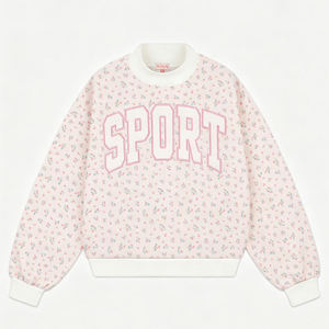 Sudadera con Capucha Floral Amarilla para Mujer, Estilo Regular, con Apliques de Letras Deportivas Rosas y Logotipo Frontal, Transpirable e Informal - Product Image 5