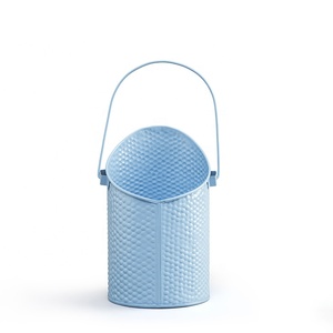 Seau de jardin en métal bleu avec poignée, design rustique thermolaqué pour plantes d'extérieur - Product Image 2