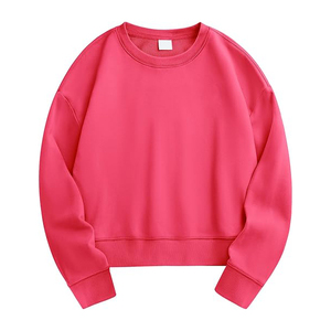 Sweat-shirts à fente latérale pour femmes, ourlet asymétrique, col rond, coupe oversize, manches longues, en molleton doux, mélange de coton, décontracté - Product Image 1