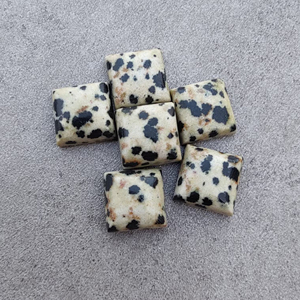 Cabochon carré en jaspe dalmatien naturel, dos plat, calibré, pierre précieuse en vrac - Product Image 2