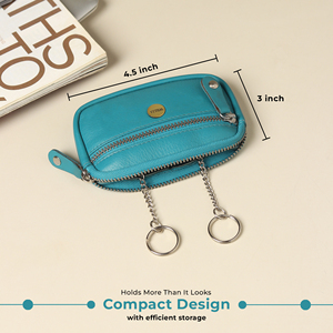 WRIZA Porte-monnaie vintage en cuir véritable pour femme |   Mini porte-clés avec fermeture éclair |   Durable, de haute qualité, pour un usage quotidien - Product Image 5
