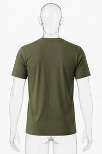 T-shirt à manches courtes pour homme, vert olive, col rond, style streetwear, tissu respirant en polyester/coton - Product Image 3
