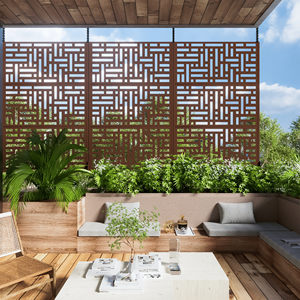 Heleen Street Brown 72 \ "H X 47 \" W schermo in metallo per esterni per Privacy Freestanding divisorio decorativo per Patio giardino interno - Product Image 5