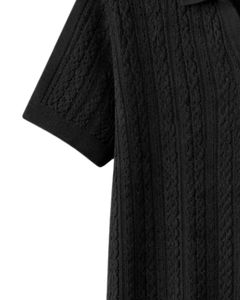 Camiseta Polo Negra de Punto para Hombre, Personalizada por el Fabricante, Manga Corta, Corte Ajustado, Informal, de Verano, al por Mayor, OEM - Product Image 4