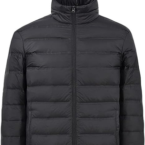 Vestes d'hiver en duvet noir uni avec logo personnalisé, manteau pour homme, veste matelassée, streetwear, veste matelassée légère en duvet - Product Image 1