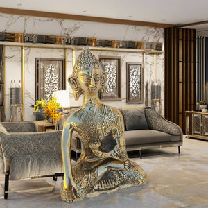 Statue de Bouddha en laiton poli, idole religieuse créative, décoration d'intérieur, style contemporain, nouveauté, prix d'usine en gros - Product Image 4