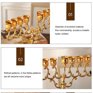 เชิงเทียนทองเหลือง 9 แขน สำหรับตกแต่งโต๊ะอาหาร งานแต่งงาน และตกแต่งบ้าน - Product Image 4