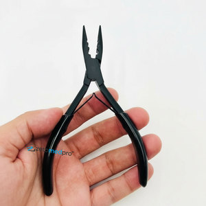 Pince multifonctionnelle en acier inoxydable noir mat à 3 trous pour extensions capillaires, micro et nano perles, réutilisable, vente en gros - Product Image 5