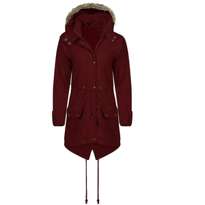 Women Genuine Leather Winter Parka <b>Jacket</b> with Hood Breathable Fleece Lined Windproof <b>Long</b> Sleeve Animal Print Thick Warm Coat - Product Image 3