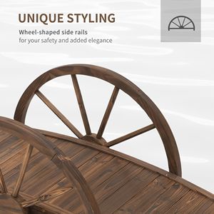 Ponte da Giardino in Legno da 1m (3.3ft) con Ringhiera a Mezza Ruota, Costruzione Solida in Abete, Legno Tinto per Paesaggistica e Terrazze - Product Image 4