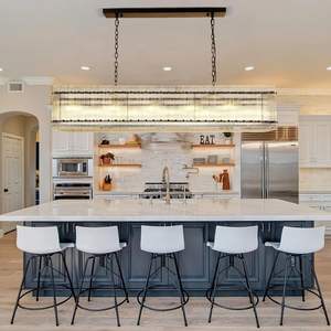 Lámpara de Techo Moderna de Cristal Rectangular con 10 Luces, Araña de Cristal Negra Contemporánea para Comedor y Sala de Estar - Product Image 1