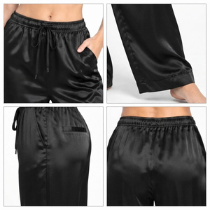 Wholesale Eco-Friendly <b>Silk</b> Satin Pants <b>Women's</b> Sleeping <b>Trouser</b> Soft Lounge Wear Pajama Wide-Leg Night Wear Pants - Product Image 6