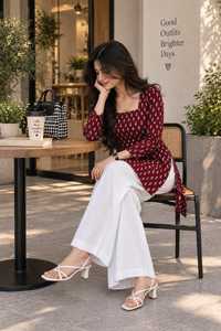 Block Print Handmade <b>Kurti</b> | Square Neck | Full Sleeve | Brown type | Stylish Ethnic Top | Short <b>Kurti</b> <b>for</b> <b>Women</b> - Product Image 3
