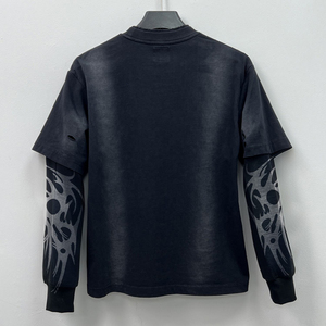 2026 Wholesale 100% Cotton Oversized Acid Wash Distressed T-<b>Shirts</b> High Quality <b>Waffle</b> Double Layer Long Sleeve Men T <b>Shirts</b> - Product Image 6