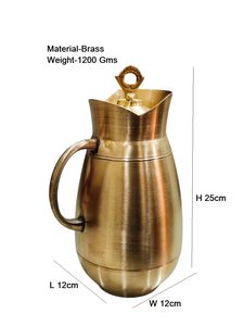 Carafe artisanale en laiton finition mate, motif Pital en relief, pour eau, vaisselle traditionnelle, pichet de rangement pour la maison et la salle à manger - Product Image 2
