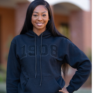 Sudadera con Capucha Bordada Azul Marino Personalizada para Mujer con Diseño de Número 1908 en Tono Sólido, Sudadera con Capucha de Manga Larga Informal - Product Image 1