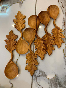 Vietnam Premium Scoop Leaf Wooden Spoon Natural Hardwood Material for Spice Salt Scoop Cooking Serving <b>Table</b> Use - Product Image 2