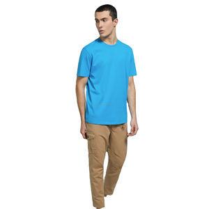 T-shirt de sport décontracté pour homme, 100% coton, jersey de gros, haut avec logo uni, régulier et respirant, t-shirts pour homme - Product Image 2