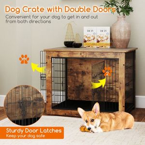 <b>Small</b>/Medium Dog Crate Furniture with <b>Cushion</b> and Double Doors Pet Houses & Furniture - Product Image 6