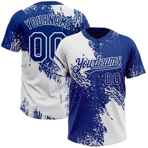Venta al por mayor directa de la industria: Jersey de sóftbol unisex con patrón 3D abstracto de trazo de pincel, blanco real, personalizado, el más vendido, con dos botones. - Product Image 1