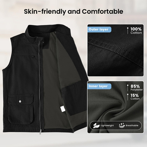 Gilet en toile pour homme, style classique, sans manches, logo personnalisé, coton durable, pour l'équitation et la vie quotidienne. - Product Image 4