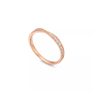Bague en or rose incurvée en chevron avec diamants ronds de laboratoire gradués - Product Image 2