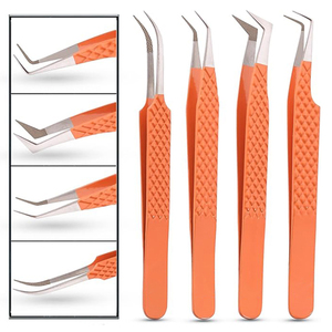 Ensemble de pinces à cils professionnelles en acier inoxydable pour les artistes en extensions de cils, avec pointes de précision, logo personnalisé OEM et faible MOQ - Product Image 2