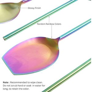 Juego de Cucharas para Servir Modernas con Diseño de Arcoíris, Mango Largo, Acabado Espejo, Utensilios Metálicos para Fiestas y Mesa - Product Image 2