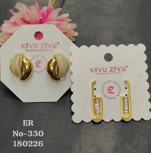 Elegantes Pendientes de Diamantes Americanos |   Aros de Acero Inoxidable Chapados en Oro de Moda para Mujer, Joyería de Moda al por Mayor de la India - Product Image 2