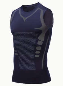 HAWK SPORTS INDUSTRIES Débardeur de compression en polyester tricoté pour homme, col rond, couleur unie, séchage rapide, sans manches, pour le sport et l'entraînement en salle de sport - Product Image 5