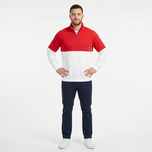 Sudadera con Cierre de Cremallera de un Cuarto para Hombre, Color Azul Marino y Blanco, Corte Holgado, Tejido Transpirable, Cuello Alto, Manga Larga, Marca Meera Impex - Product Image 5