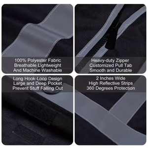 Gilet de sécurité noir et gris pour homme avec bandes réfléchissantes, fermeture éclair, plusieurs poches, respirant, style décontracté - Product Image 6