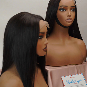 Perruque la plus vendue en cheveux humains, avec closure en dentelle au milieu, lisse comme des baguettes, cheveux naturels pour femmes, style doux, couleur naturelle, fournisseur de cheveux bruts - Product Image 1